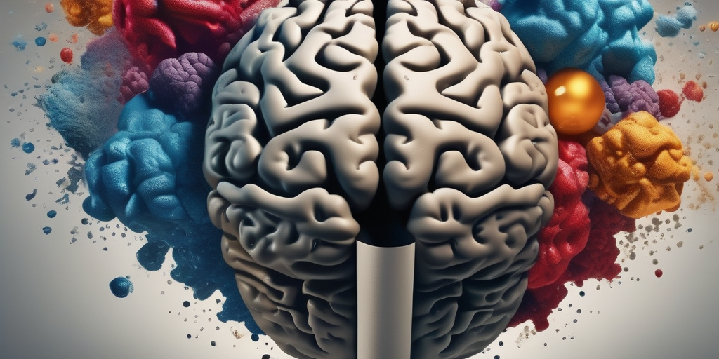 Мозг, из которого вырываются идеи, символизирующие процесс создания вирусного контента.