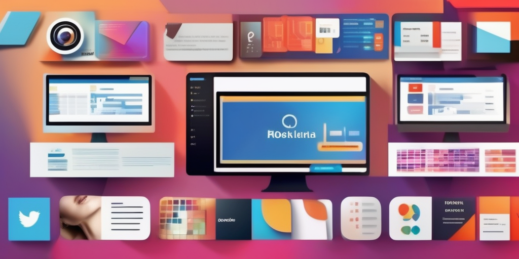 Коллаж различных форматов контента для социальных сетей.