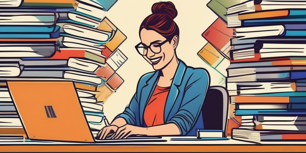 Молодая женщина работает за ноутбуком, представляя онлайн-бизнес.