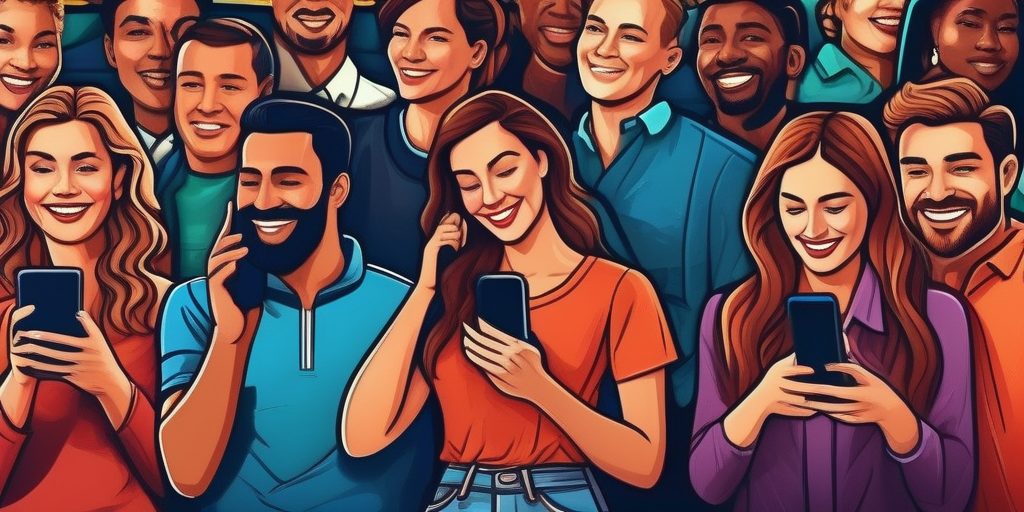 Люди смотрят контент во ВКонтакте на своих телефонах.