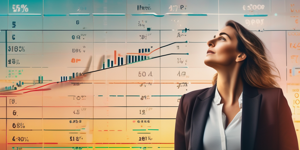 Мотивационный постер с человеком, смотрящим на растущий график