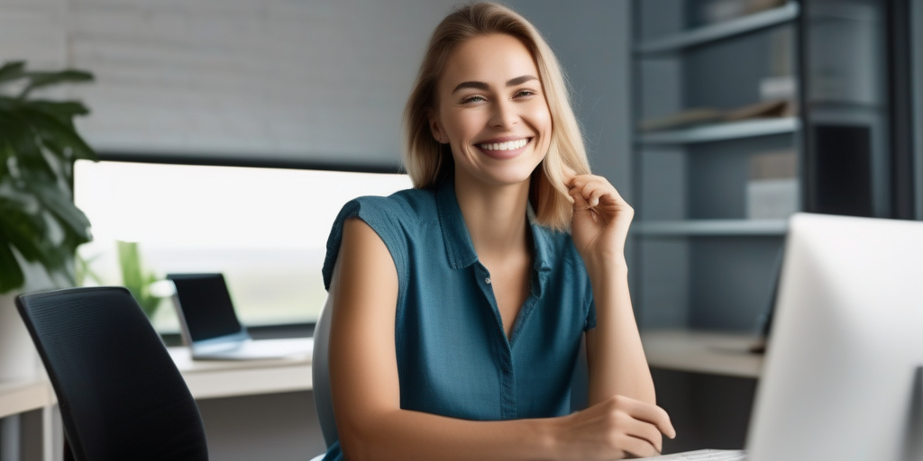 Человек, довольный своей работой за компьютером, символизирует успешный интернет-маркетинг.