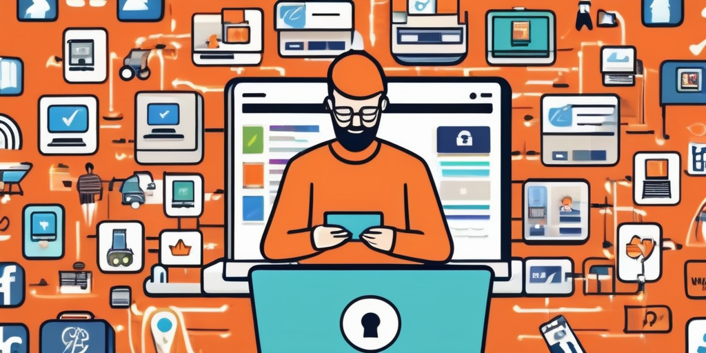 Счастливый человек, выбирающий товары в интернет-магазине