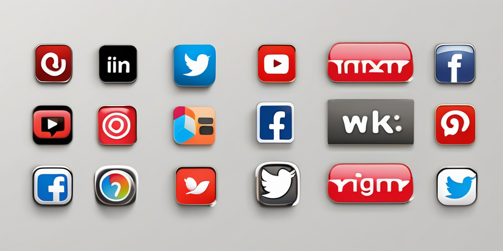 Коллаж из иконок социальных сетей и графическое изображение реферальной ссылки.