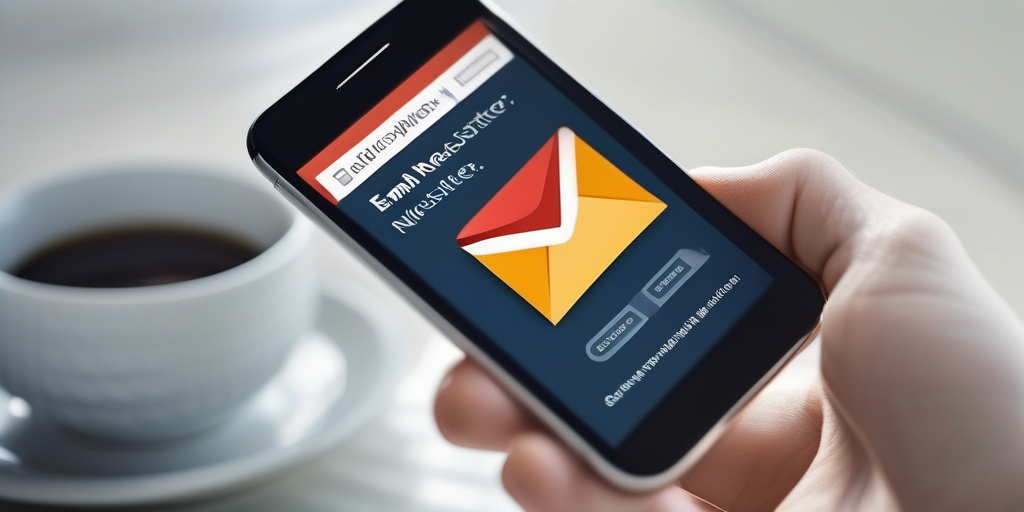 Смартфон с электронным письмом и кнопкой призыва к действию