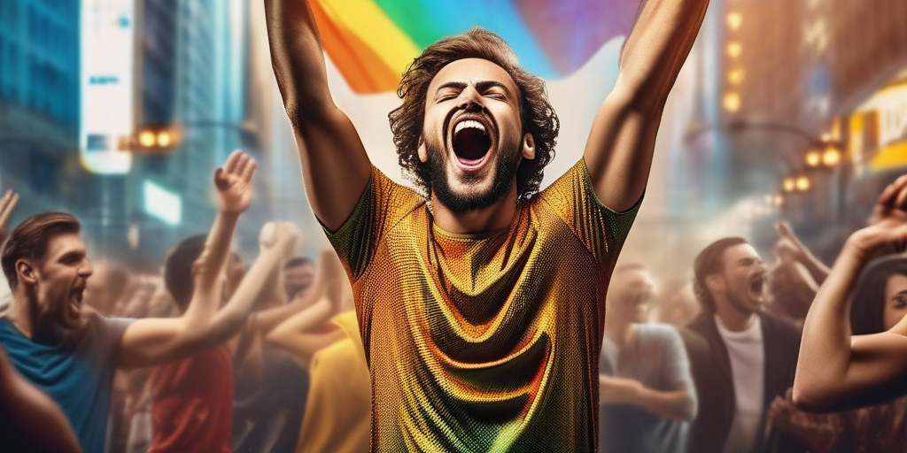 Человек радуется достижению минимального порога выплат на сайте обмена трафиком.