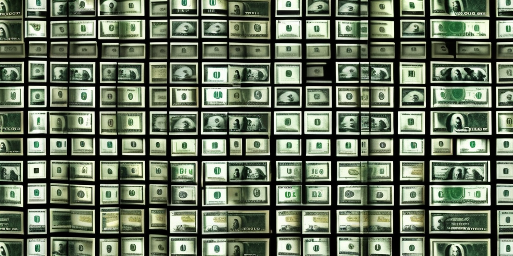 Коллаж экранов интернета с долларами, символизирующий заработок в интернете