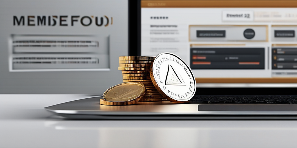 Графика с монетами и экраном ноутбука с интерфейсом серфинга сайтов