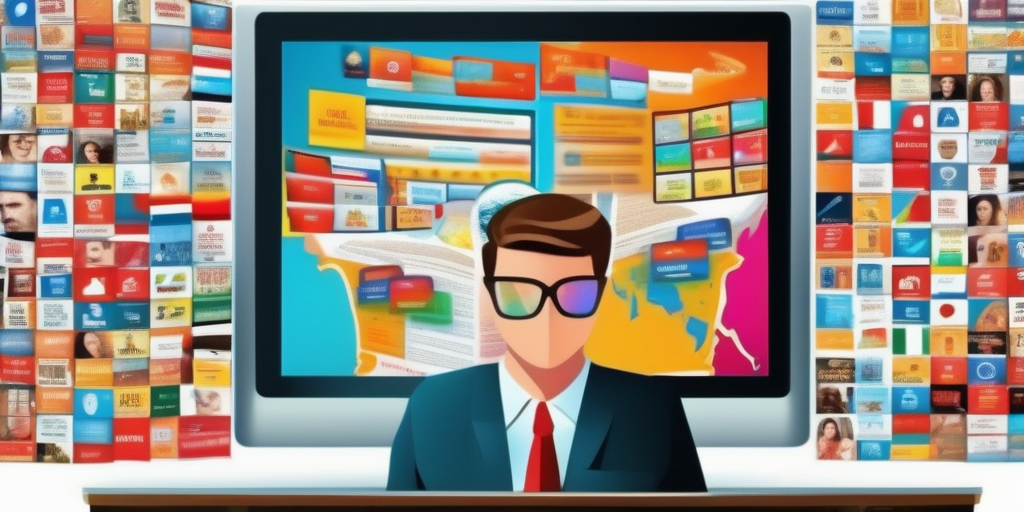 Человек смотрит на экран компьютера с множеством всплывающей рекламой.