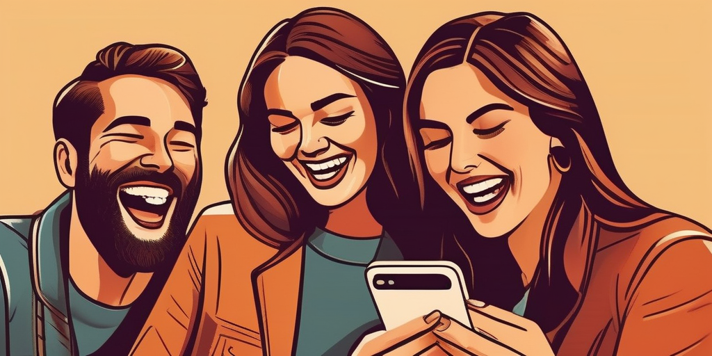 Группа друзей, использующих смартфоны для онлайн заработка