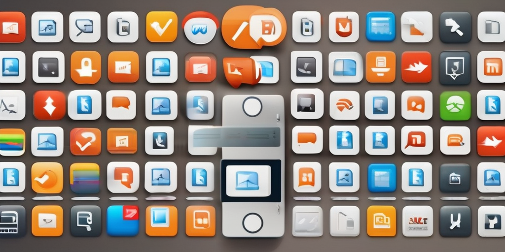 Коллаж иконок онлайн задач