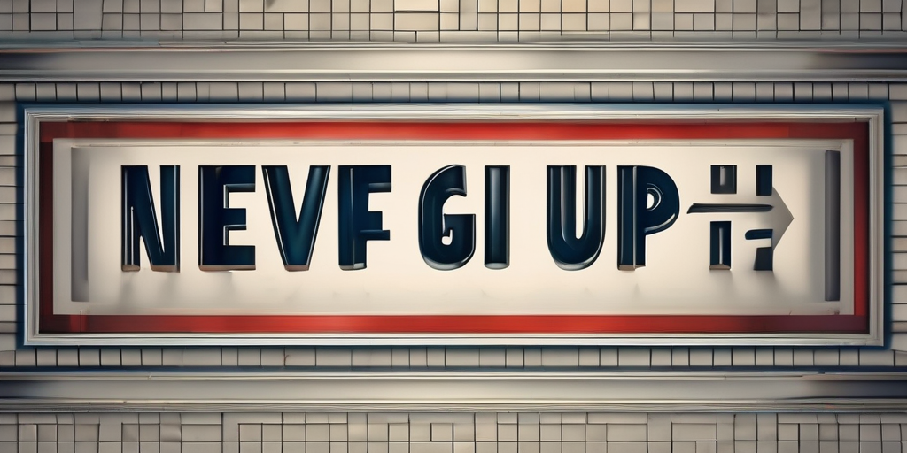 Мотивационный постер с надписью 'Never give up!'