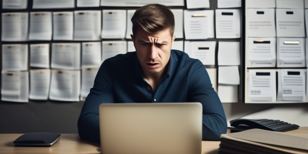 Человек в замешательстве от большого количества онлайн-опросов