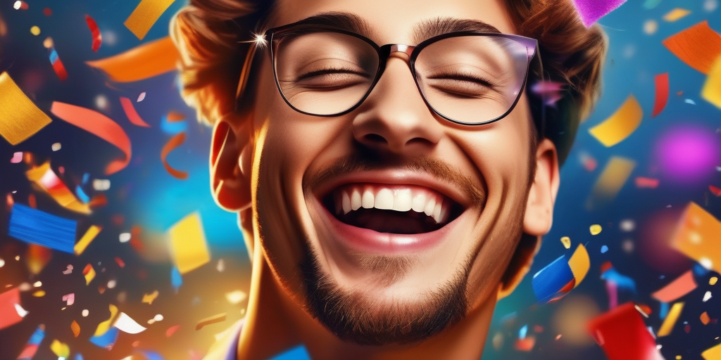 Человек празднует успешную рекламную кампанию