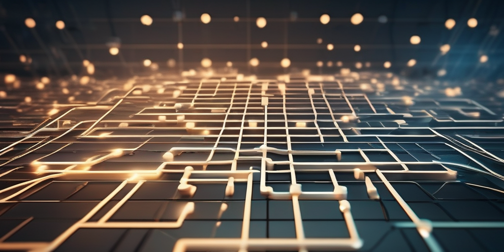 Абстрактное представление растущего Telegram-канала с восходящими линиями и сетью взаимосвязанных пользователей.