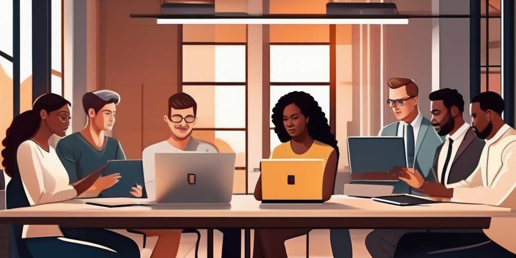 Люди сотрудничают над проектом в современном офисе