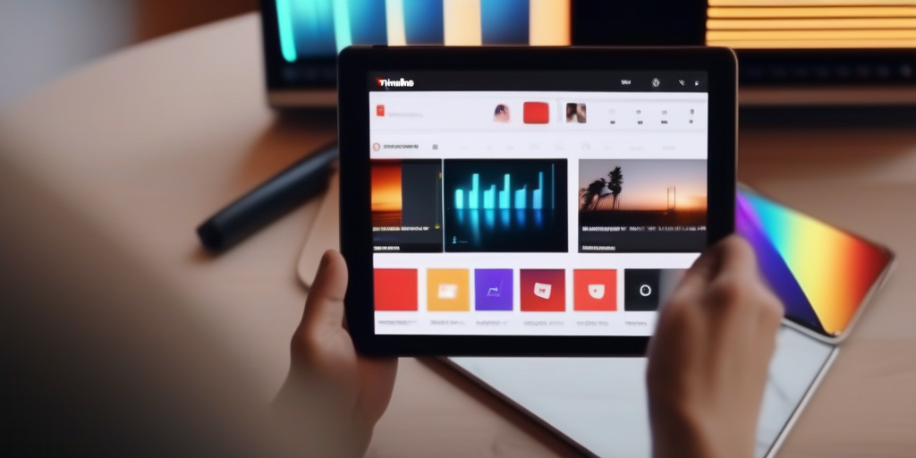 Человек монтирует YouTube Shorts на планшете.