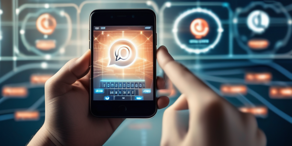 Рука держит смартфон с интерфейсом Telegram канала, окруженный светящимися сетевыми соединениями и растущими графиками. Изображает рост и вовлечение.