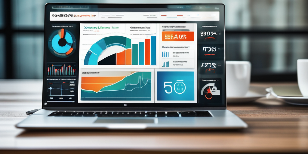Ноутбук с SEO метриками на экране