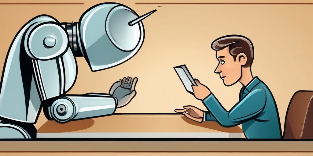 Мультяшный Telegram-бот помогает человеку решить проблему.