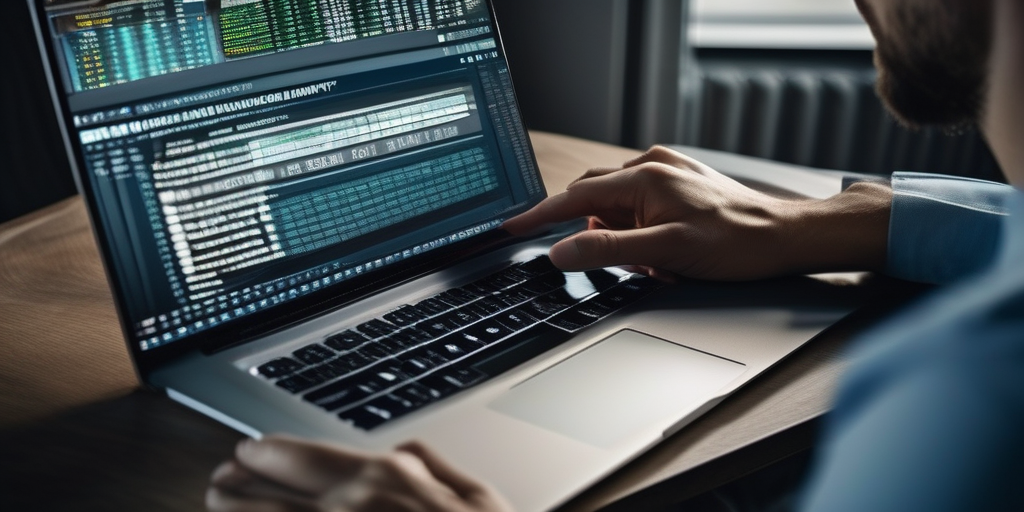 Человек работает за ноутбуком, автоматизируя заработок в Telegram