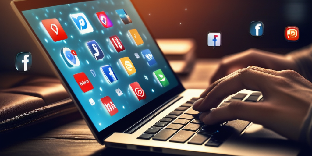 Человек печатает на ноутбуке, представляя онлайн-маркетинг и продвижение