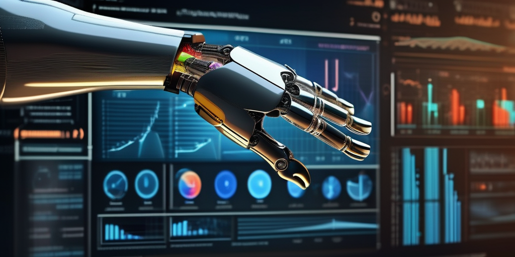 Роботизированная рука взаимодействует с данными биржи трафика