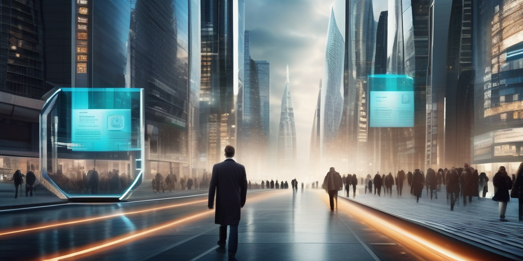 Современный город с персонализированной рекламой