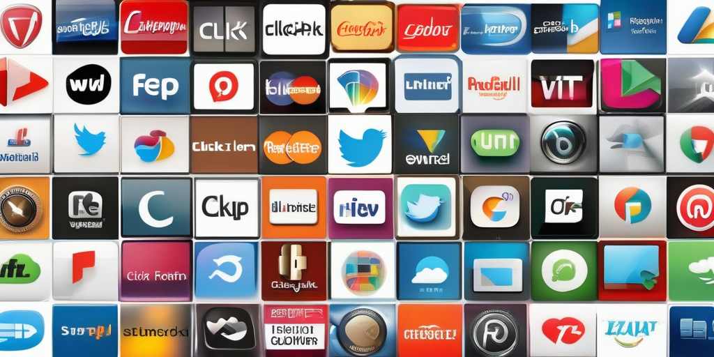 Коллаж логотипов популярных платформ для заработка на кликах.