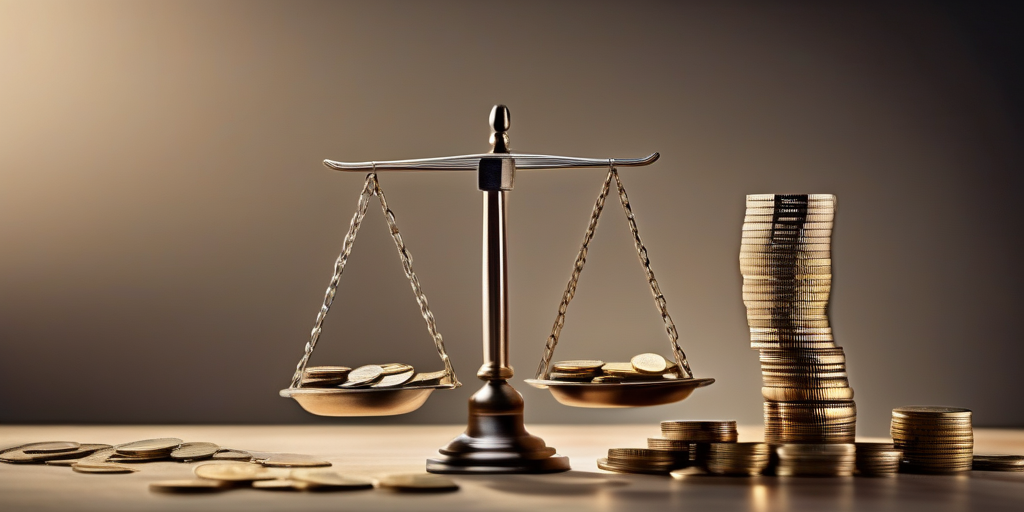 Весы с монетами и часами, символизирующие затраты времени и денег