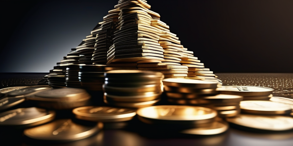 Схематичное изображение финансовой пирамиды, рушащейся под собственным весом.