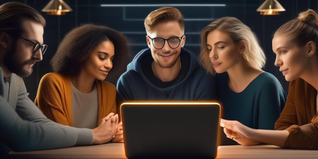 Разнообразная группа людей сотрудничает онлайн